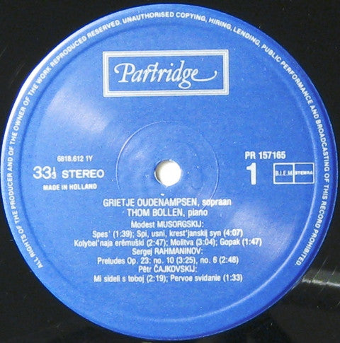Grietje Oudenampsen & Thom Bollen : Grietje Oudenampsen Soprano & Thom Bollen Piano (LP, Album)