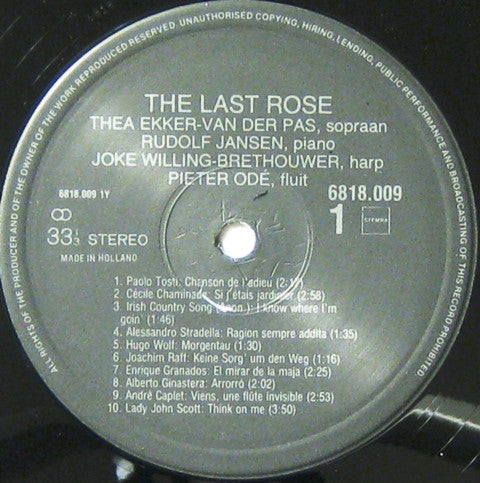 Thea Ekker-van der Pas : The Last Rose (LP, Album)