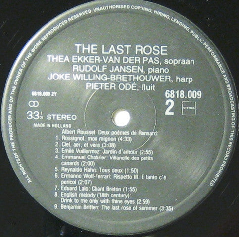 Thea Ekker-van der Pas : The Last Rose (LP, Album)