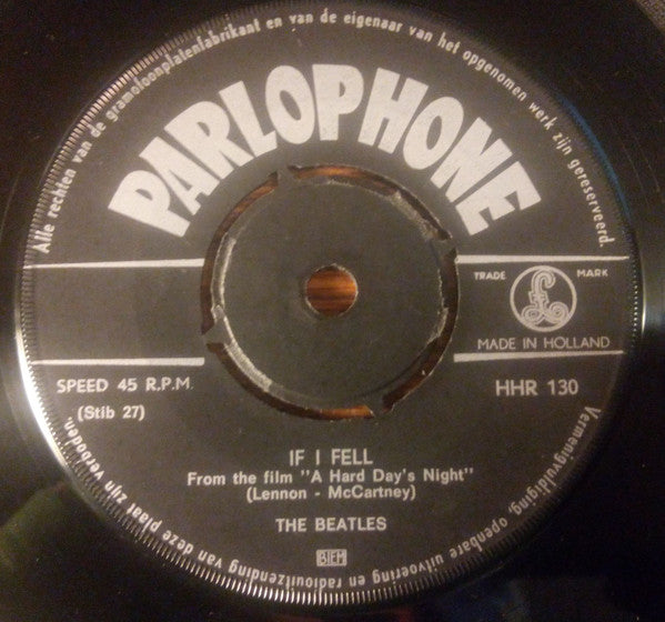 The Beatles : If I Fell / And I Love Her (7", Single, Blu)