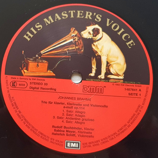 Johannes Brahms : Ludwig van Beethoven : Rudolf Buchbinder, Heinrich Schiff, Sabine Meyer : Klarinetten-Trio • Gassenhauer-Trio (LP)