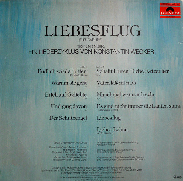 Konstantin Wecker : Liebesflug (LP, Album)