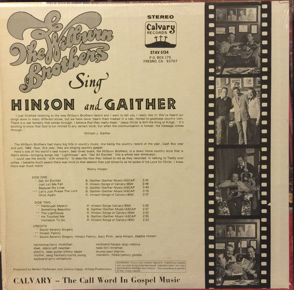 The Wilburn Brothers : Sing Hinson And Gaither (LP, Album)