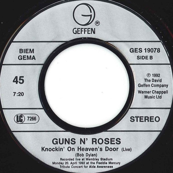 Guns N' Roses : Knockin' On Heaven's Door (7", Single)