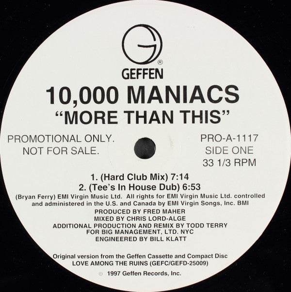 10,000 Maniacs : More Than This (12", Promo)