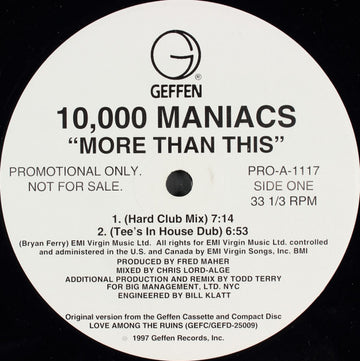 10,000 Maniacs : More Than This (12", Promo)