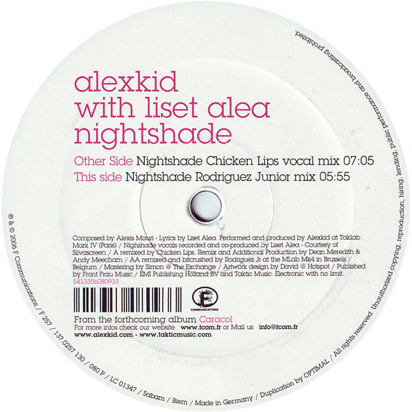 Alexkid With Lissette Alea : Nightshade (12")