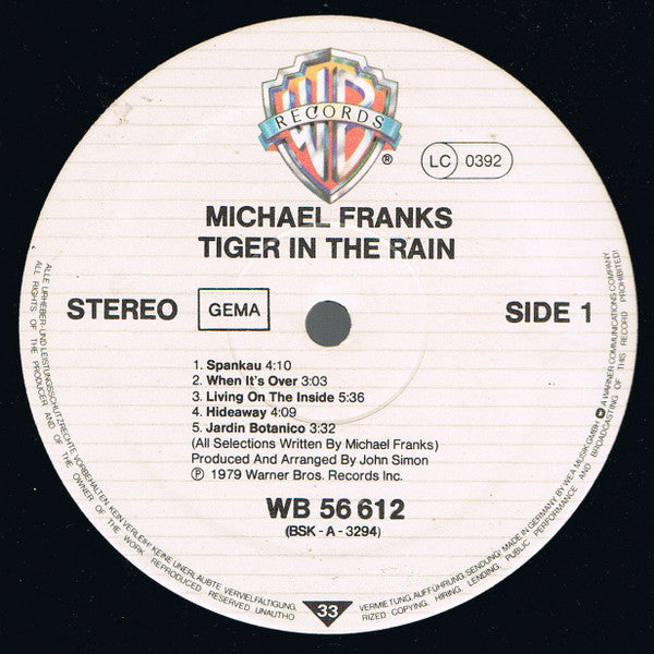 Michael Franks : Tiger In The Rain (LP, Album)