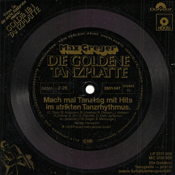 Max Greger : Die Goldene Tanzplatte (Flexi, 5½", Shape, S/Sided, Promo, Smplr)