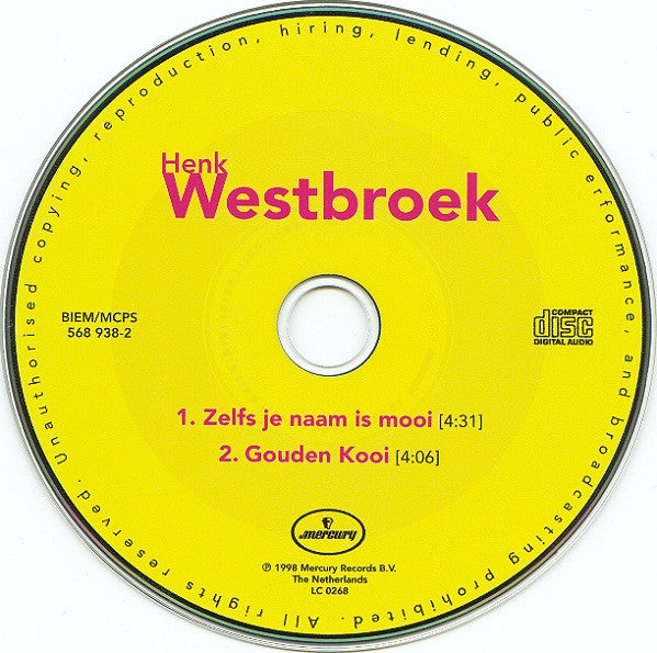 Henk Westbroek : Zelfs Je Naam Is Mooi (CD, Single)