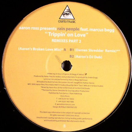 Aaron Ross Presents Rain People Feat. Marcus Begg : Trippin' On Love (Remixes Part 2) (12")