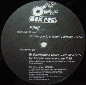 Fine : Everybody's Talkin' (12")