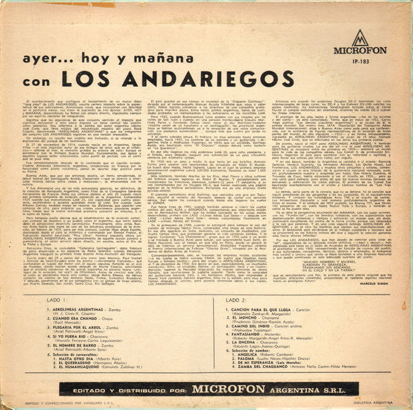 Los Andariegos : Ayer... Hoy Y Mañana (LP, Album)