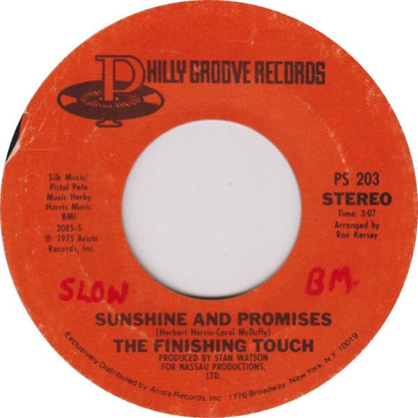 Finishing Touch : Sunshine And Promises / Second Best (7")