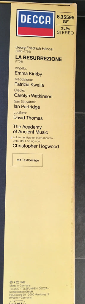 Georg Friedrich Händel - Christopher Hogwood, The Academy Of Ancient Music : La Resurrezione (3xLP, Album + Box, Album)