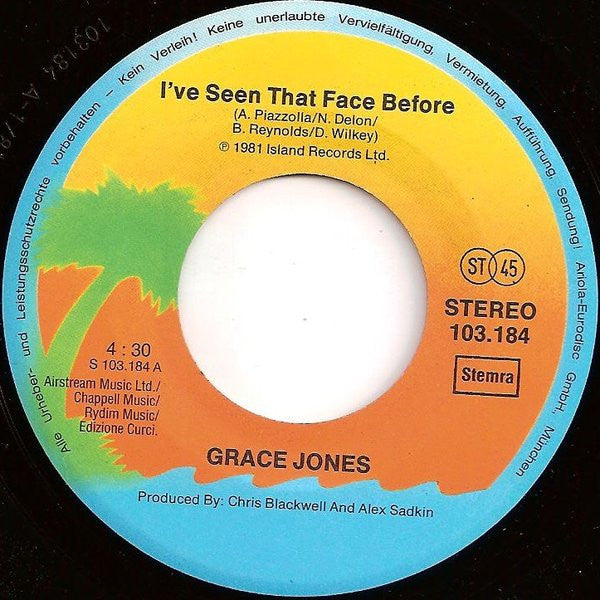 Grace Jones : I've Seen That Face Before (7", Single)