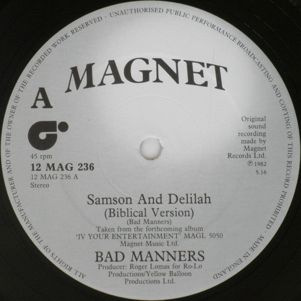 Bad Manners : Samson & Delilah (12")