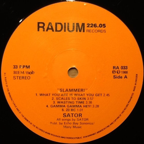 Sator : Slammer! (LP, Album, Ora)