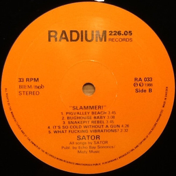 Sator : Slammer! (LP, Album, Ora)