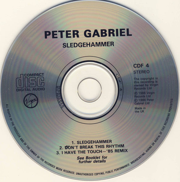 Peter Gabriel : Sledgehammer (CD, Single, RE)