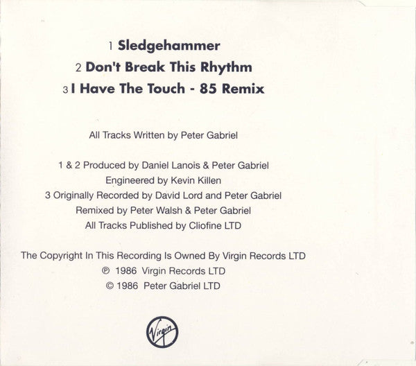 Peter Gabriel : Sledgehammer (CD, Single, RE)