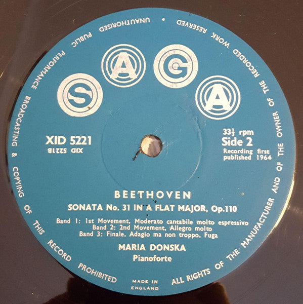 Ludwig van Beethoven, Maria Donska : Piano Sonatas No. 24, 27 & 31 (LP)