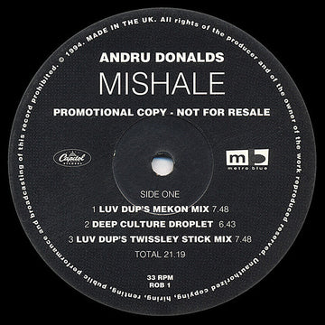 Andru Donalds : Mishale (12", Single, Promo)