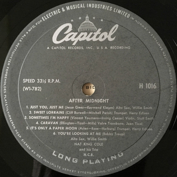 Nat 'King' Cole And His Trio* : After Midnight (LP, Album, Mono)