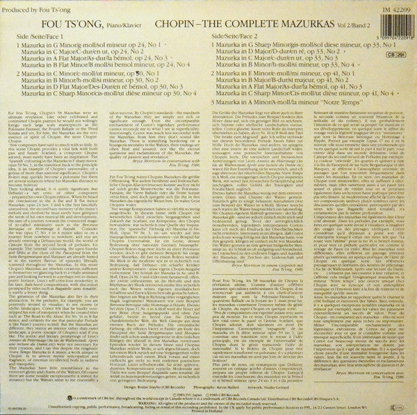 Frédéric Chopin, Fou Ts'ong : Chopin - The Complete Mazurkas Vol 2 / Band 2 (LP, Album)