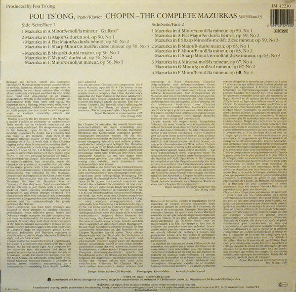 Frédéric Chopin, Fou Ts'ong : Chopin - The Complete Mazurkas Vol 3 / Band 3 (LP, Album)