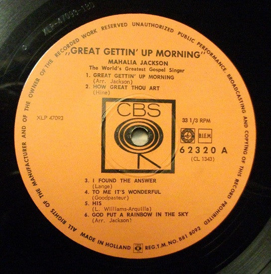 Mahalia Jackson : Great Gettin' Up Morning (LP, Album, Mono)