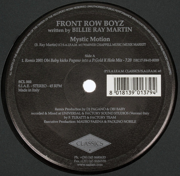 Front Row Boyz : Mystic Motion (12")