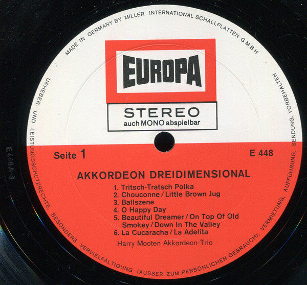 Harry Mooten Akkordeon-Trio : Akkordeon 3 Dimensional (LP, Album)