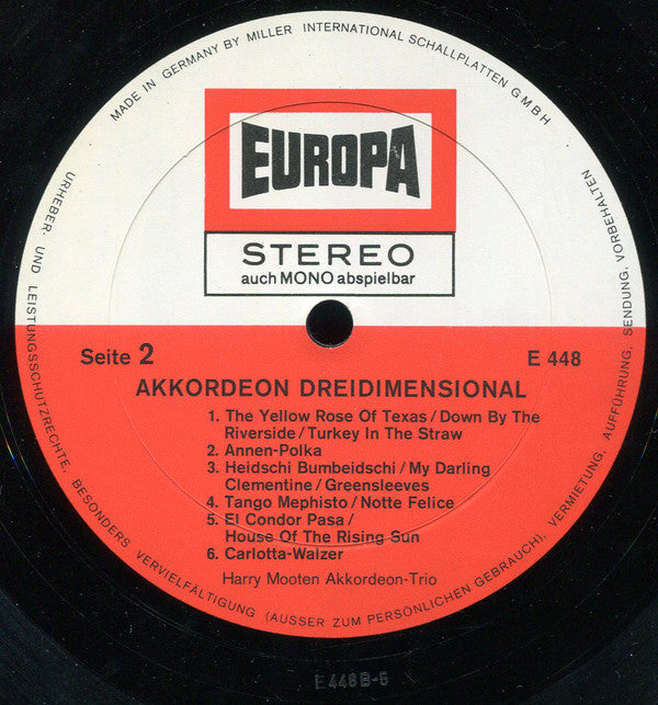 Harry Mooten Akkordeon-Trio : Akkordeon 3 Dimensional (LP, Album)