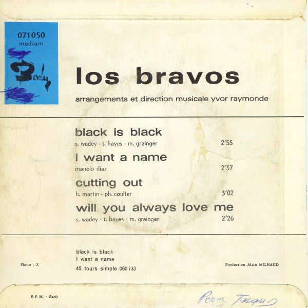 Los Bravos : Black Is Black (7", EP, RP)
