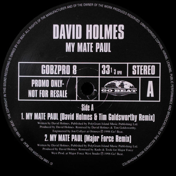 David Holmes : My Mate Paul (12", Promo)