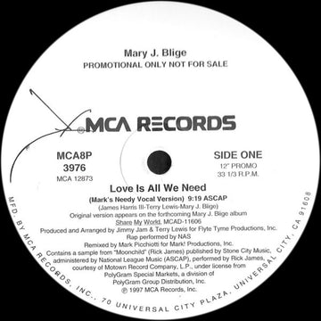 Mary J. Blige : Love Is All We Need (12", Promo)