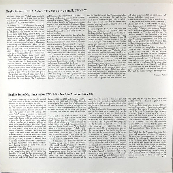 Johann Sebastian Bach, Huguette Dreyfus : Englische Suiten #1 And #2 BWV 806-807 (LP)