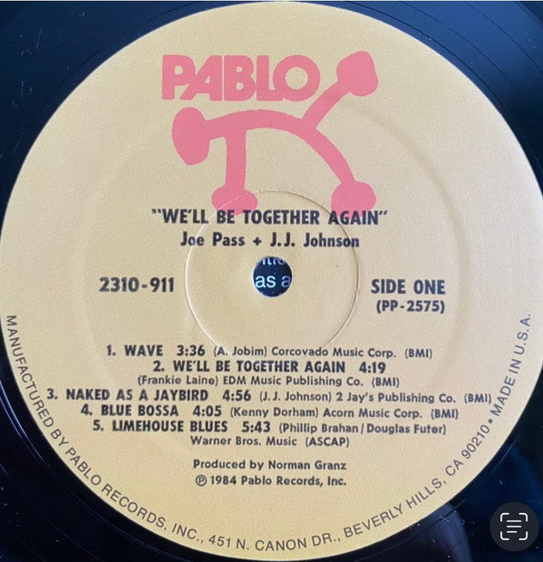 Joe Pass & J.J. Johnson : We'll Be Together Again (LP, Album)