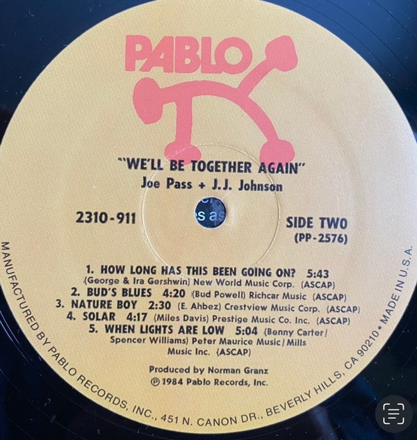 Joe Pass & J.J. Johnson : We'll Be Together Again (LP, Album)
