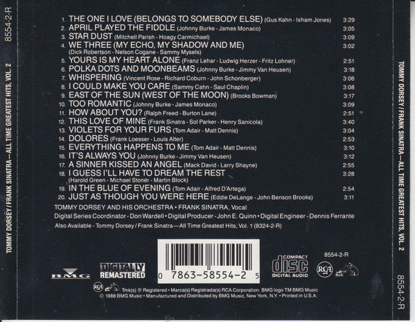 Tommy Dorsey / Frank Sinatra : All Time Greatest Hits Vol. 2 (CD, Comp, RM)
