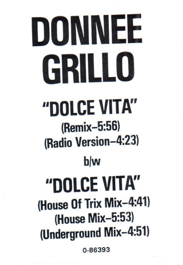 Donnee Grillo : Dolce Vita (12")