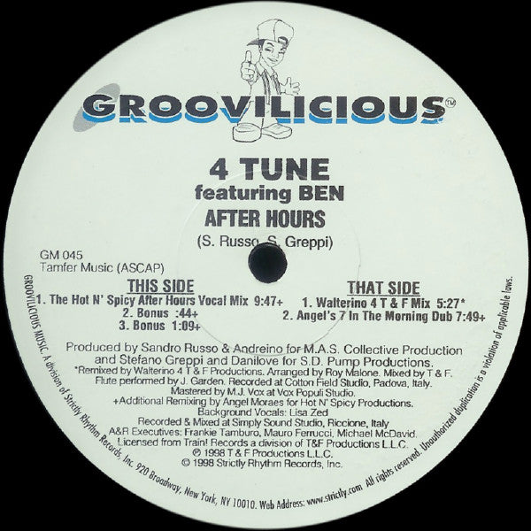 4Tune Featuring Ben (3) : Afterhours (12")