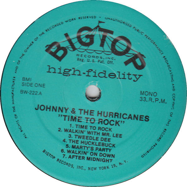Johnny And The Hurricanes : Time To Rock (LP, Album, Mono)
