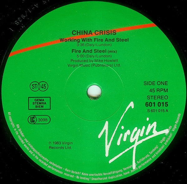 China Crisis : Working With Fire And Steel (12")