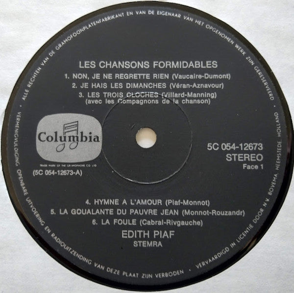 Edith Piaf : Les Chansons Formidables (LP, Comp)
