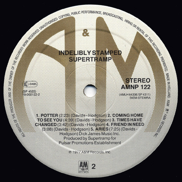 Supertramp : Indelibly Stamped (LP, Album, RE)