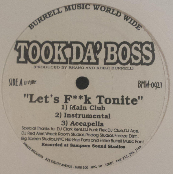 Took Da' Boss : Let's F**k Tonite / After Dark (12")