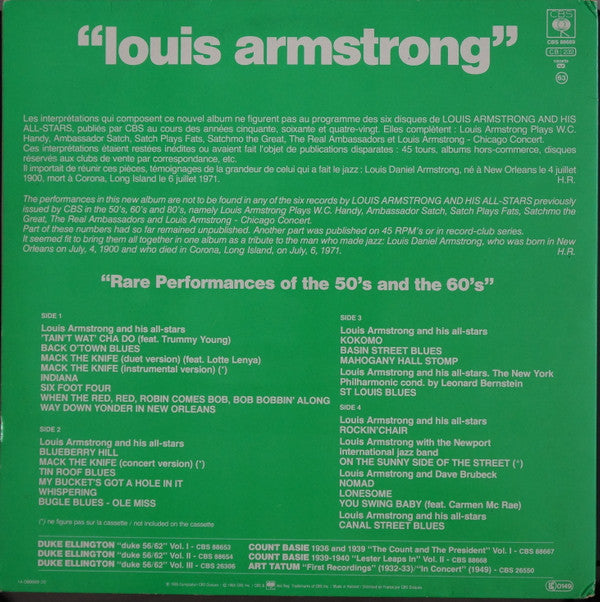Louis Armstrong : Rare Performances Of The 50's And 60's (2xLP, Comp, Mono)