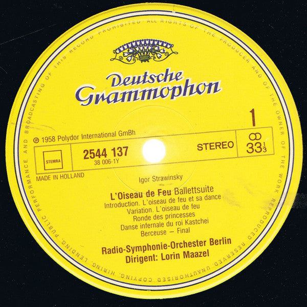 Igor Stravinsky - Radio-Symphonie-Orchester Berlin - Lorin Maazel : L'Oiseau De Feu - Le Chant Du Rossignol (LP, RE)